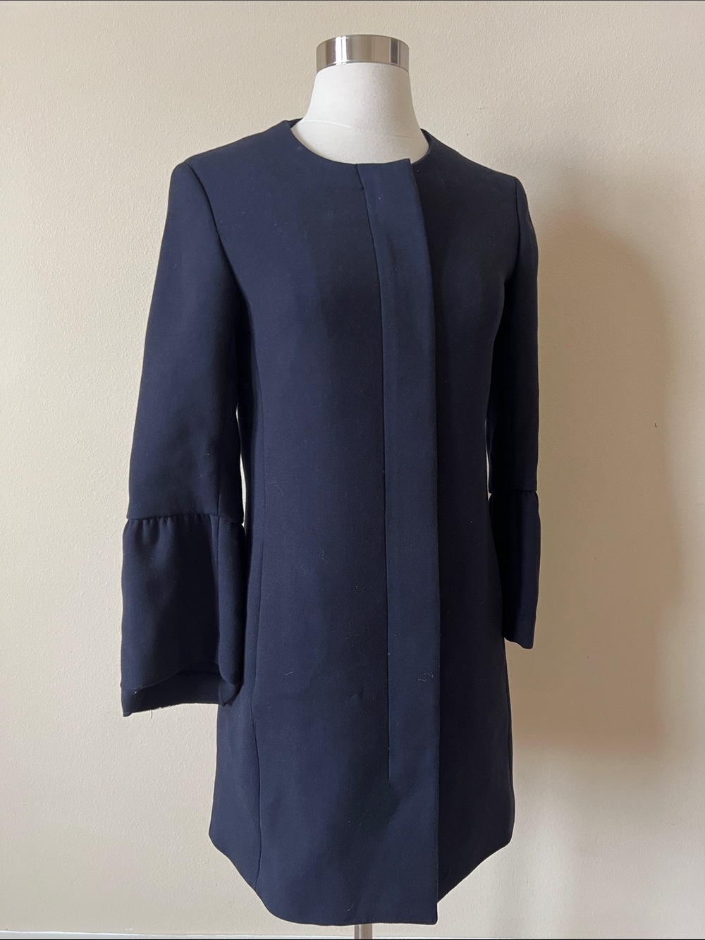 H&M Navy Long-Sleeve Shift Dress with Bell Cuffs